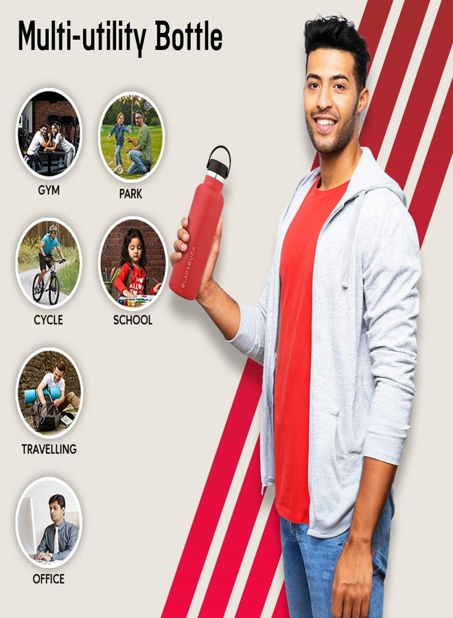 BLACKBUCK Stainless Steel Vacuum Insulated Water Bottle Flask - 750ml | 24H Hot & Cold | Leak-Proof, Rust-Proof | Office, Gym, Travel | Free Sipper Cap (Red) - Image 3